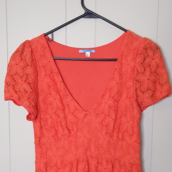 Anthropologie Leifnotes Doglora Tangerine Lace Knee Length Size Small - Picture 4 of 7